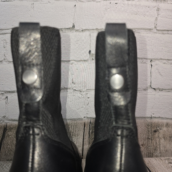 Nakedfeet Black Leather & Knit Chunky Ankle Boot Womens Size 8.5 - Picture 9 of 13